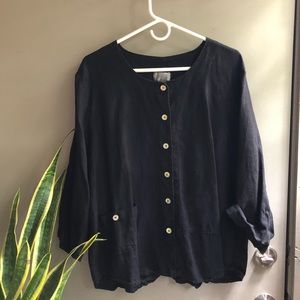 Washed black linen tunic